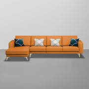 Falco LHS 6 Seater L Shape Sofa Set for Living Room (Orange Fabric) Premium Fabric Sofa