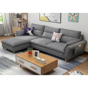 Hudson 4 Seater L Shape Sofa Set for Living Room (Dark Grey Fabric) Left Side