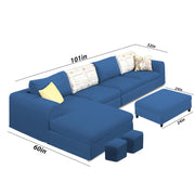 Badger RHS 8 Seater L Shape Sofa Set with Center Table for Living Room (Grey Fabric) Premium Fabric Sofa