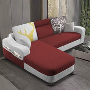 Amanda LHS 4 Seater L Shape,Sofa Set for Living Room (Maroon Grey Fabric)