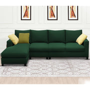 Rihan 6 Seater L Shape Sofa Set Living Room (Green Fabric) Left Side Sofa