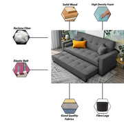 Artic 3 Seater Sofa Cum Bed for Living Room (Black) Premium Velvet Fabric Sofa
