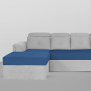 Elvi LHS 6 Seater L Shape Sofa Set for Living Room (Blue Grey Fabric) Premium Fabric Sofa