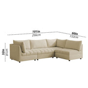 Lenser L Shaped Sofa Set for Living Room (Cream Fabric) Premium Fabric Sofa Set