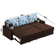 Rolando 4 Seater Sofa Cum Bed for Living Room (Cream Black) Premium Fabric Sofa