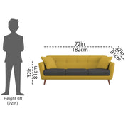 Letty 3 Seater Sofa Set for Living Room (Yellow Black Colour) Premium Fabric Sofa