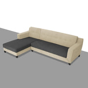 Fracher LHS 4 Seater L Shape Sofa Set for Living Room (Cream Black Fabric) Premium Fabric Sofa