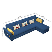 Ventos RHS 6 Seater L Shape Sofa Set for Living Room (Blue) Premium Velvet Fabric