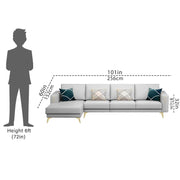 Falco LHS 6 Seater L Shape Sofa Set for Living Room (Grey Fabric) Premium Fabric Sofa