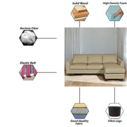 Danver RHS 4 Seater L Shape Sofa Set for Living Room (Cream Fabric) Premium Fabric Sofa