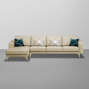Falco LHS 6 Seater L Shape Sofa Set for Living Room (Cream Fabric) Premium Fabric Sofa
