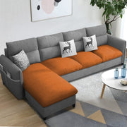 Andon 6 Seater L Shape Sofa Set for Living Room (Black Grey Fabric) Left Side Sofa