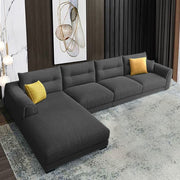 Hazer 6 Seater Sofa Set for Living Room (Black Fabric) Left Side Sofa