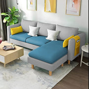 Asser RHS 4 Seater L Shape Sofa Set for Living Room (Turquise Grey) Premium Fabric Sofa