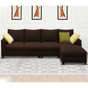 Rihan 6 Seater L Shape Sofa Set Living Room (Brown Fabric) Right Side Sofa
