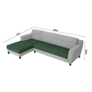 Fracher LHS 4 Seater L Shape Sofa Set for Living Room (Green Grey Fabric) Premium Fabric Sofa