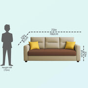 Evona 3 Seater Sofa Set for Living Room (Cream Brown Colour Fabric) Premium Fabric Sofa