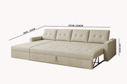 Casaliving Treshta 6 Seater LHS L - Shape Pull-Out Sofa Cum Bed Sofa for Living Room (Dark Grey Fabric Color) Premium Fabric Sofa Set for Living Room Sofa Cum Bed