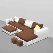 Badger RHS 8 Seater L Shape Sofa Set with Center Table for Living Room (Grey Fabric) Premium Fabric Sofa