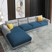 Hazer 6 Seater Sofa Set for Living Room (Blue Grey Fabric) Left Side Sofa