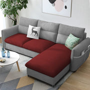 Andon 4 Seater L Shape Sofa Set for Living Room (Maroon Grey Fabric) Right Side Sofa