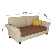 Casaliving Nelson 2 Seater Sofa Set for Living Room (Colour - Cream Brown) Premium Fabric Sofa