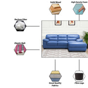 Raster RHS 4 Seater L Shape Sofa Set for Living Room (Blue) Premium Leathertte Fabric Sofa