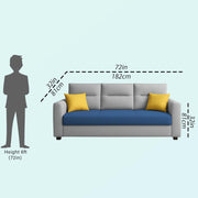Evona 3 Seater Sofa Set for Living Room (Blue Grey Colour Fabric) Premium Fabric Sofa