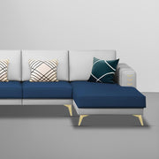 Falco RHS 6 Seater L Shape Sofa Set for Living Room (Blue Grey Fabric) Premium Fabric Sofa