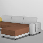Linus RHS 4 Seater L Shape Sofa Set for Living Room (Brown Grey Fabric) Premium Fabric Sofa