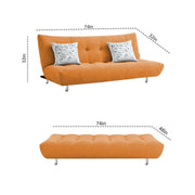 Drantly 3 Seater Sofa Cum Bed for Living Room (Orange Fabric Color) Premium Suede Velvet Fabric Sofa Cum Bed for Living Room