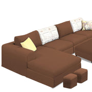 Badger RHS 8 Seater L Shape Sofa Set with Center Table for Living Room (Grey Fabric) Premium Fabric Sofa