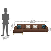 Falco LHS 6 Seater L Shape Sofa Set for Living Room (Brown Fabric) Premium Fabric Sofa