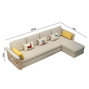 Ventos RHS 6 Seater L Shape Sofa Set for Living Room (Cream) Premium Velvet Fabric
