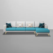 Falco RHS 6 Seater L Shape Sofa Set for Living Room (Turquise Grey Fabric) Premium Fabric Sofa
