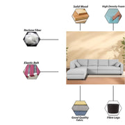 Dorian LHS 6 Seater L Shape Sofa Set for Living Room (Grey Fabric) Premium Fabric Sofa