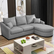 Shrank Round Lounger L Shape 4 Seater Sofa Set for Living Room (Grey) Fabric Sofa | RHS
