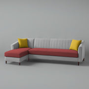 Neyami LHS 6 Seater L Shape Sofa Set for Living Room (Maroon Grey) Premium Fabric Sofa Set