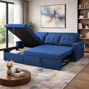 Casaliving Treshta 4 Seater LHS L - Shape Pull-Out Sofa Cum Bed with Storage Sofa for Living Room (Brown Fabric Color) Premium Fabric Sofa Set for Living Room Sofa Cum Bed