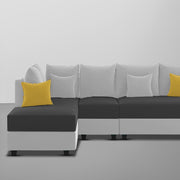 Inclair LHS 6 Seater L Shape Sofa Set for Living Room (Black Grey Fabric) Premium Fabric Sofa