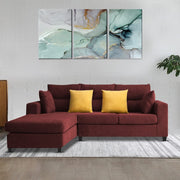 Hazer 4 Seater L Shape Sofa Set for Living Room (Marooon Fabric) Left Side