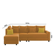 Inclair LHS 6 Seater L Shape Sofa Set for Living Room (Orange Fabric) Premium Fabric Sofa