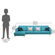 Falco LHS 6 Seater L Shape Sofa Set for Living Room (Turquise Fabric) Premium Fabric Sofa