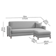 Valkyrie 4 Seater L Shape Convertible Sofa Set for Living Room, 3 Seater & Ottoman Modular Sectional Couch for Small Space (Grey Colour) Fabric