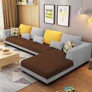 Casaliving Margreta RHS 6 Seater L Shape Sofa Set for Living Room (Black Grey Fabric) Premium Fabric Sofa