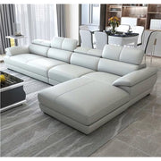 Amok 6 Seater L Shape Sofa Set for Living Room (Grey Leathertte) Right Side
