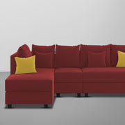 Inclair LHS 6 Seater L Shape Sofa Set for Living Room (Maroon Fabric) Premium Fabric Sofa