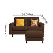 Casaliving Nancy 2 Seater with Ottoman Sofa Set for Living Room (Black Colour) Premium Fabric Sofa Set