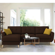 Lizel LHS 4 Seater L Shape Sofa Set for Living Room (Brown Fabric) Premium Velvet Fabric Sofa