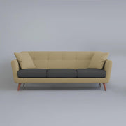 Letty 3 Seater Sofa Set for Living Room (Cream Black Colour) Premium Fabric Sofa
